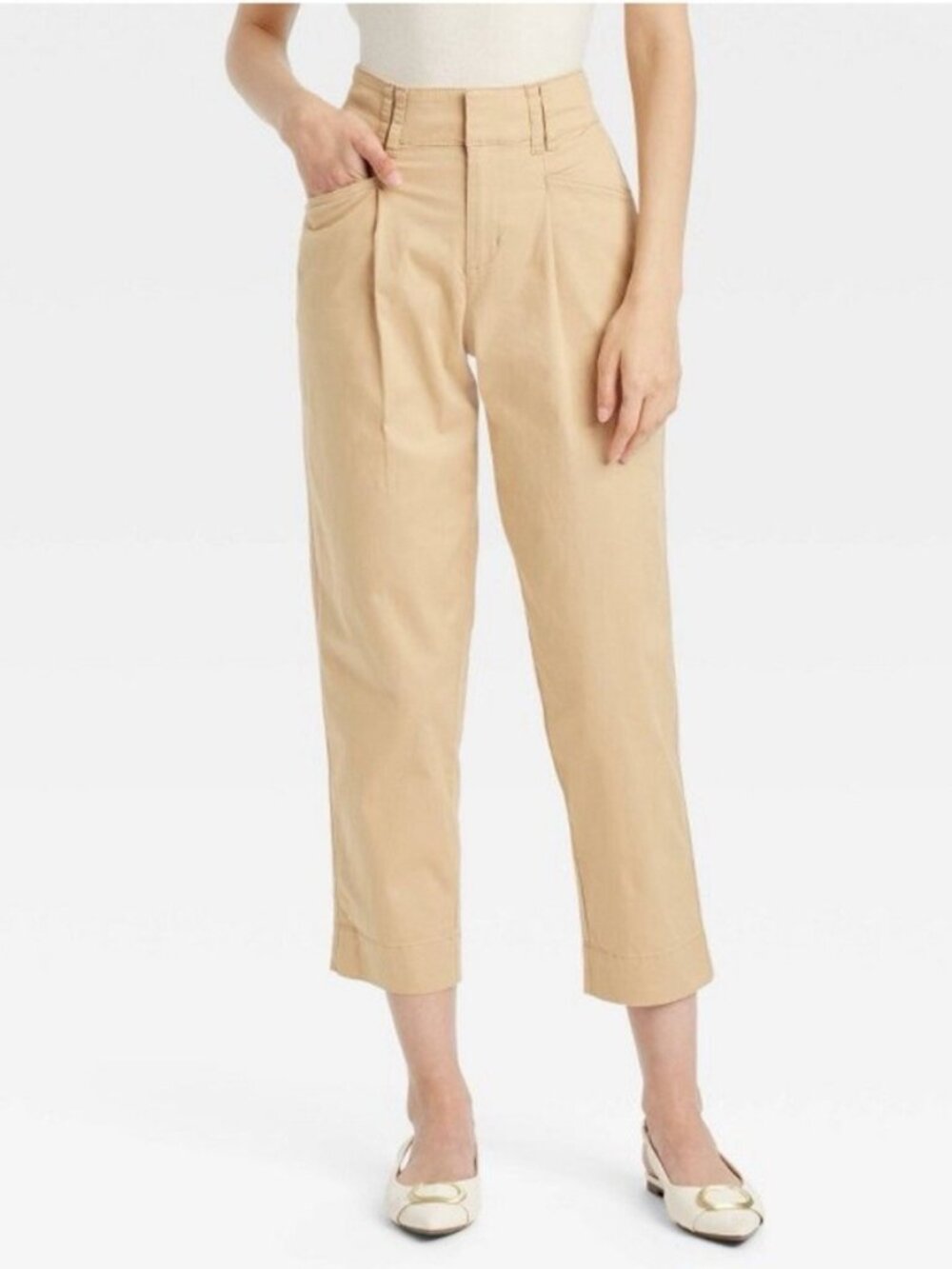 NWT A New Day High Rise Straight Ankle Beige‎ Pants Women's Size 6